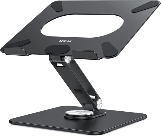 BESIGN LSX7 Laptop Stand with 360° Rotating Base, Ergonomic Adjustable Notebook Stand, Riser Holder Computer Stand Compatible with Air, Pro, Dell, HP, Lenovo More 10-15.6" Laptops (Black)