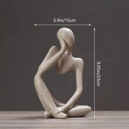 Thinker Statues and Sculptures, Sandstone Resin Thinker Statue Ornaments, Abstract Style Sculptures (Right, Small)