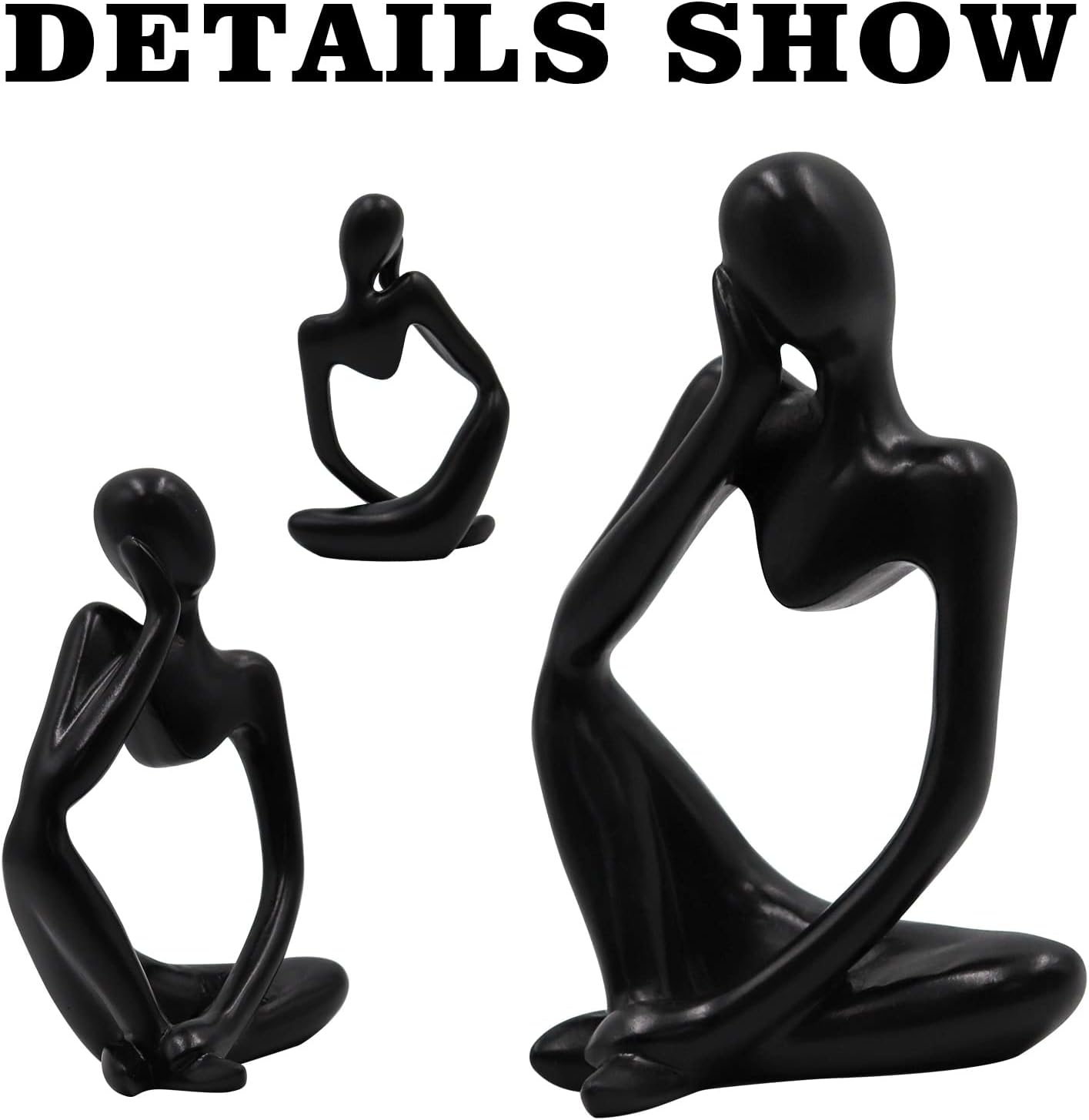 Thinker Statues and Sculptures, Sandstone Resin Thinker Statue Ornaments, Abstract Style Sculptures (Right, Small)