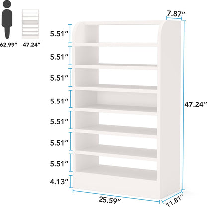 Tribesigns Shoe Cabinet for Entryway, 8-Tier Wooden Shoe Storage Cabinet, 120 cm Freestanding Shoes Storage Organizer, Wooden Shoe Rack Cabinet with Open Storage, Hallway, Living Room, White