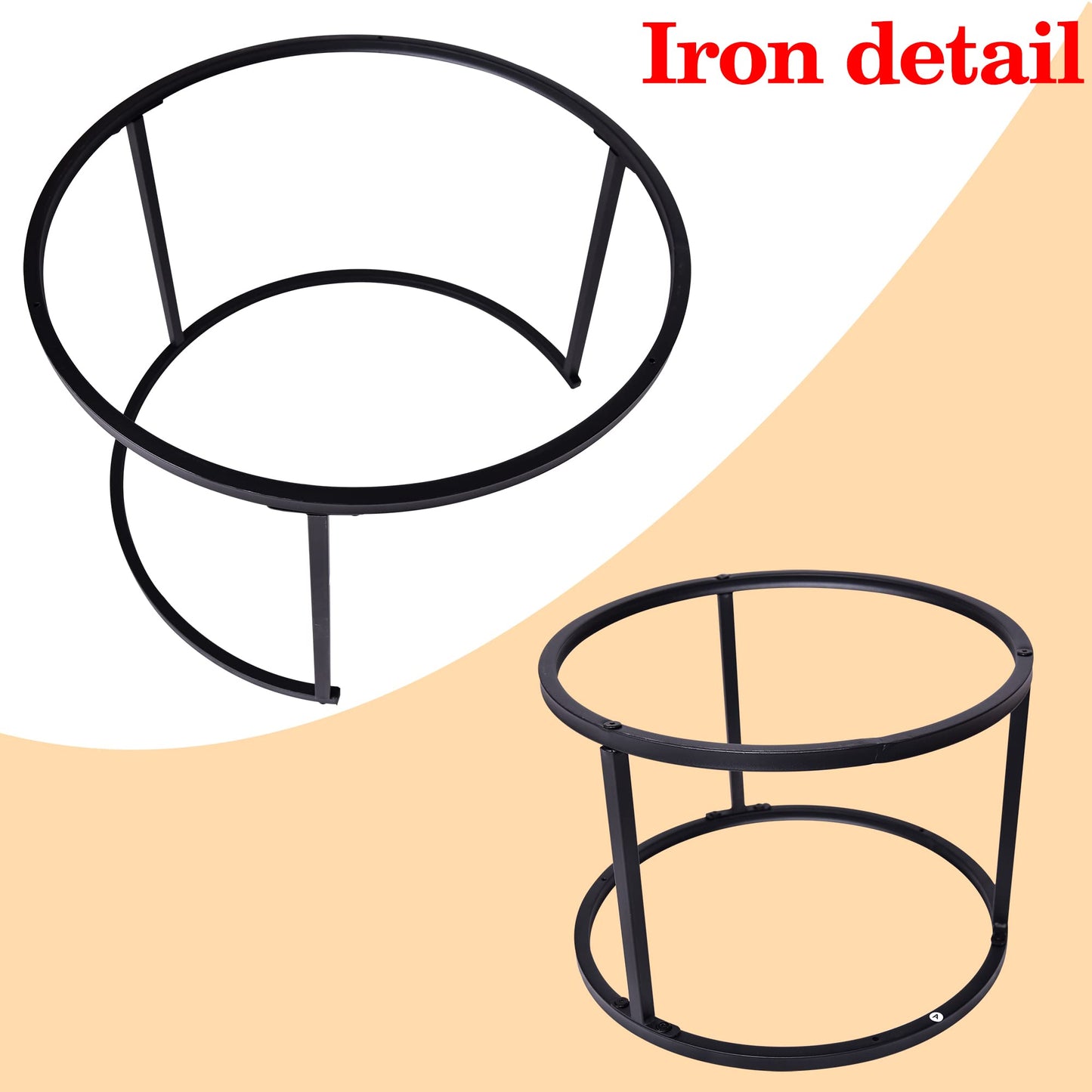 VERFARM Round Nesting Coffee Table Modern Furniture Nesting Side Set of 2 Stacking Side Tea Table End Table for Living Room Balcony Office with Sturdy Metal Frame, Easy Assembly