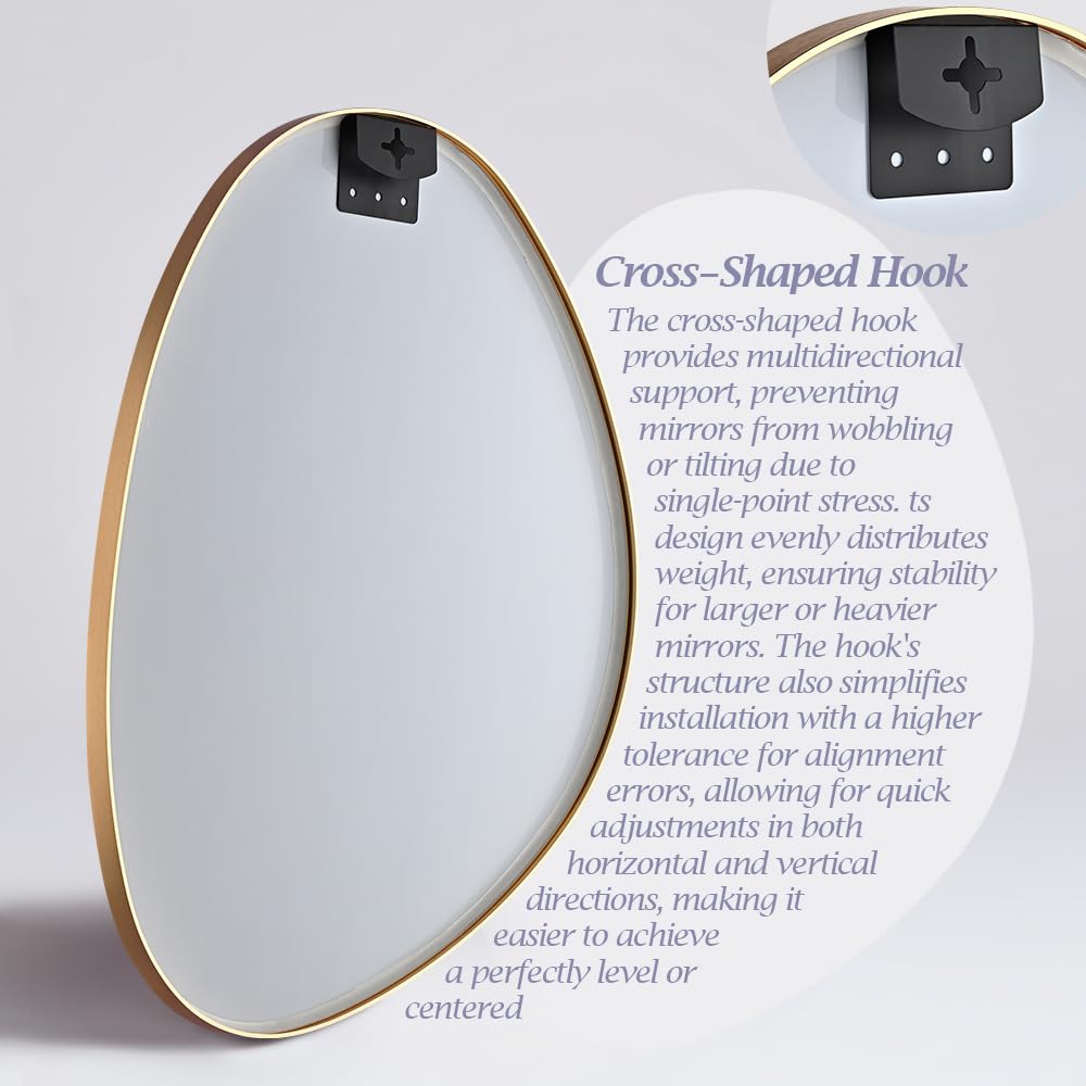 Furb Round Wall Mirror, 80cm Circle Vanity Mirror, Metal Frame Mirror for Living Room, Bathroom, Hallyway (Gold)