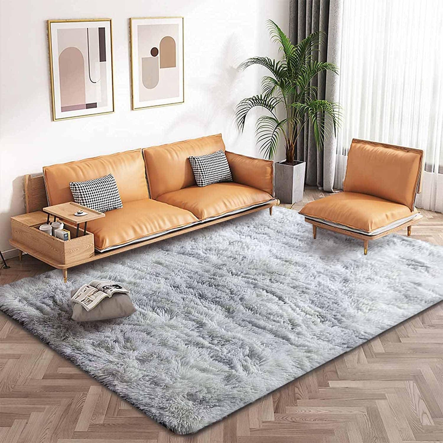 Rugs for Living Room Fluffy Area Rug Shaggy for Bedroom Soft Modern Luxury Fur Carpet for Kids Room Nursery Indoor Plush Furry Rug Comfy Home Decor Floor Mat (White, 80 * 150cm)