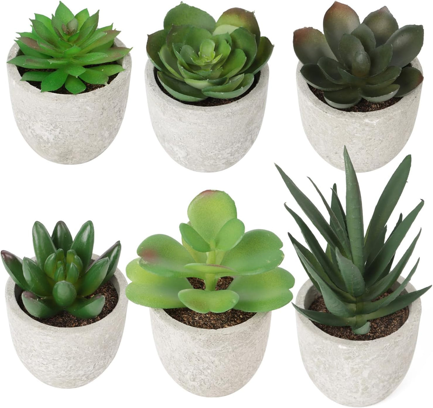 Artificial Succulent Plants Set of 6，Artificial Potted Plants Fake，Realistic Greenery Mini Faux Plant for Home, Office, Party Favor, Wedding Decor