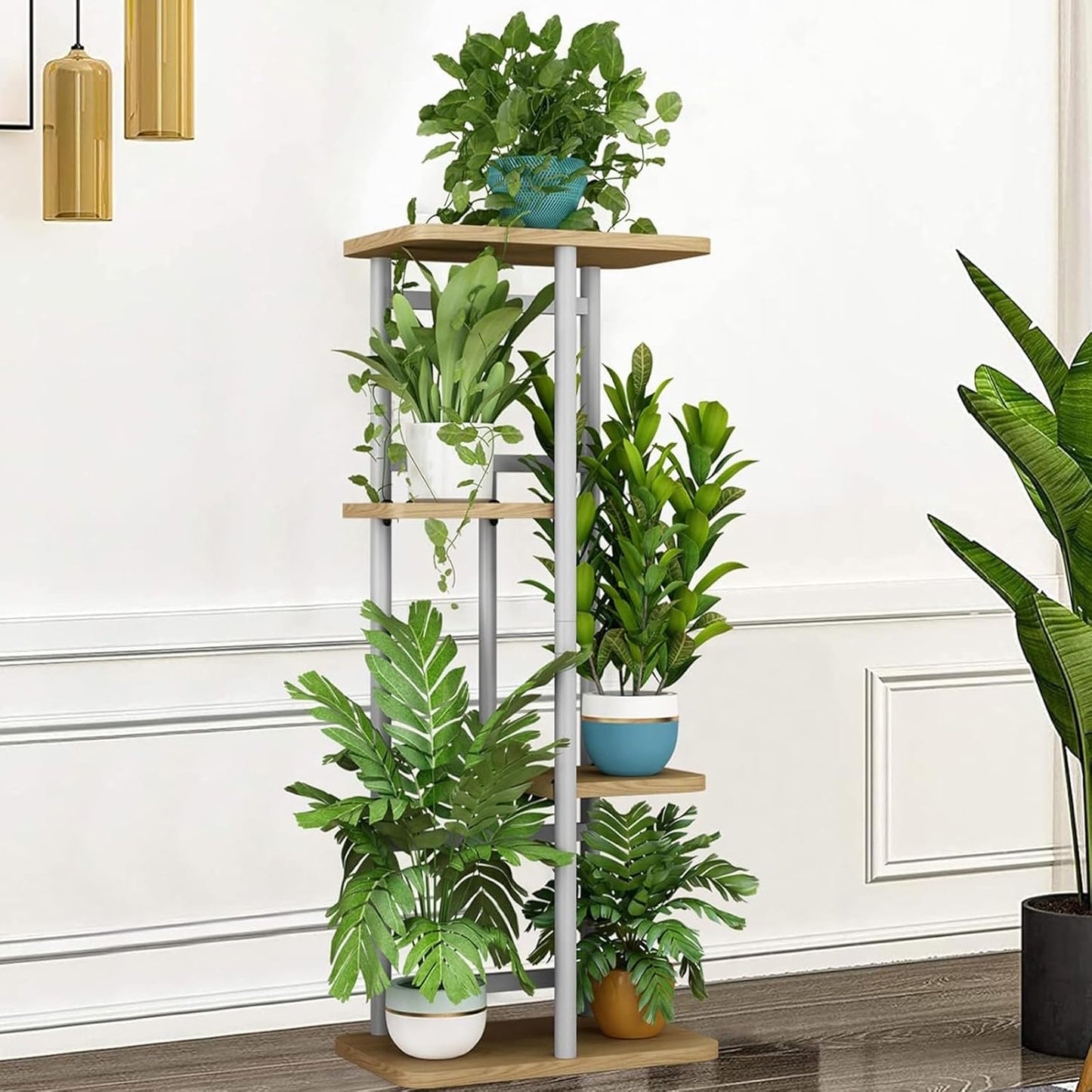 4 Tier 5 Potted Indoor Plant Stand, Flower Plants Shelf Multiple Stands for Outdoor Garden Living Room Balcony Corner, 36*23*74Cm