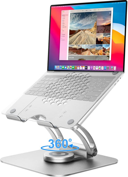 tounee Swivel Laptop Stand for Desk, Adjustable Computer Stand Laptop Holder with 360° Rotating Base, Ergonomic Laptop Riser Compatible with Air, Pro, All Laptop 10-16"