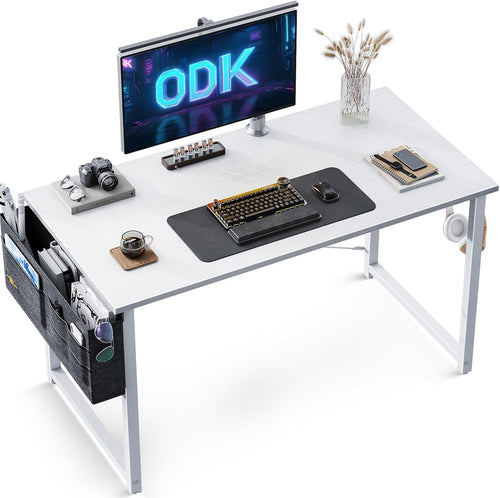 ODK Computer Desk Home Office Desk, Modern Writing Table, Simple Style PC Table with Storage Bag and Headphone Hook,100 * 48cm