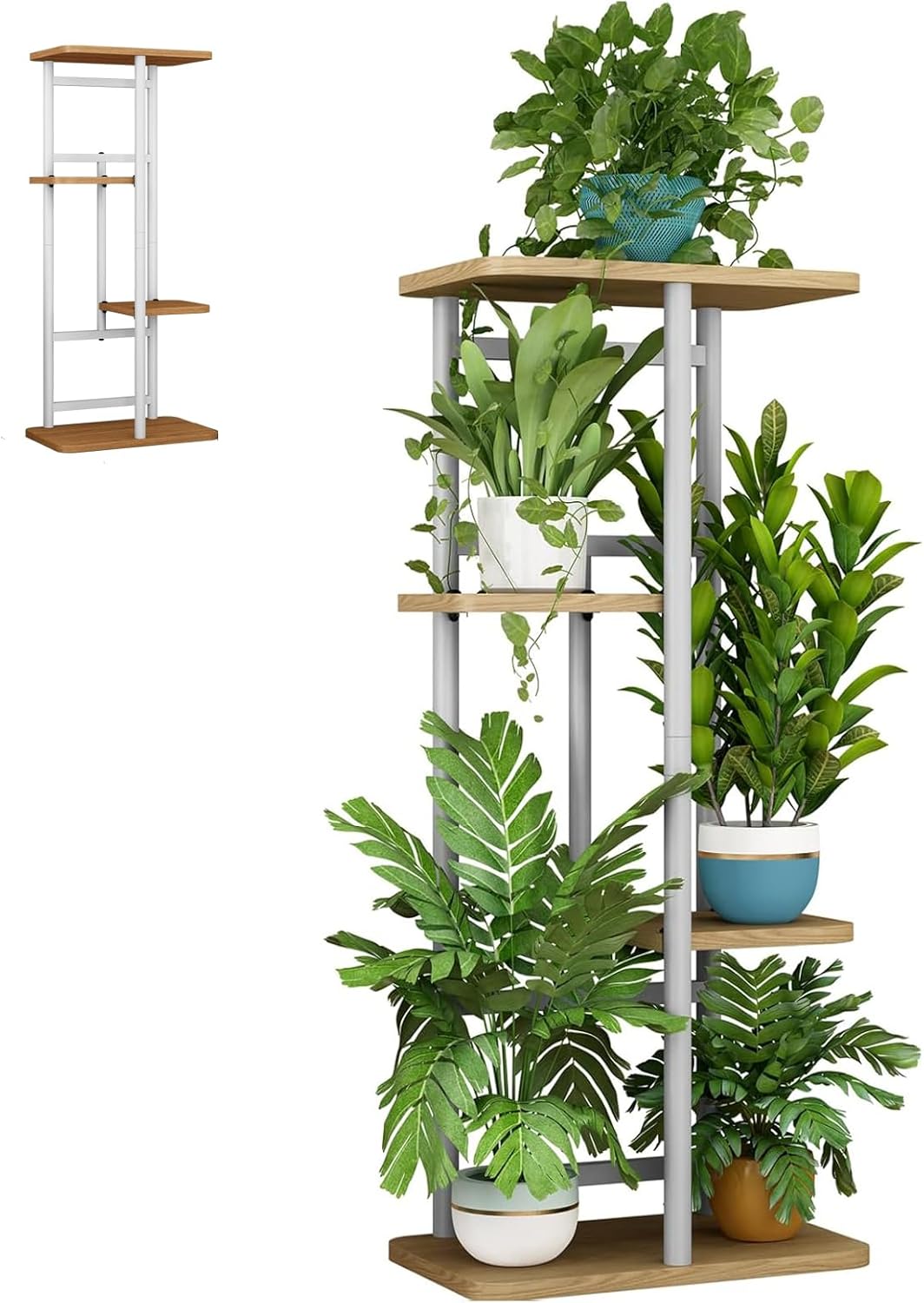 4 Tier 5 Potted Indoor Plant Stand, Flower Plants Shelf Multiple Stands for Outdoor Garden Living Room Balcony Corner, 36*23*74Cm