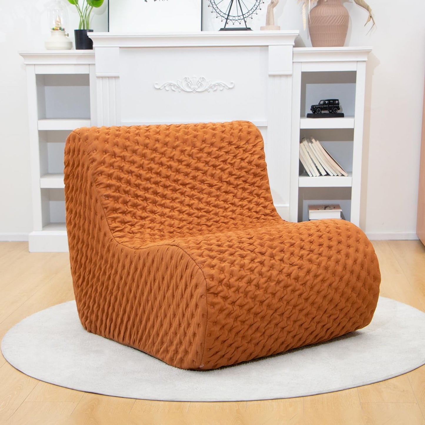 N&V The 2nd Gen Single Foam Sofa, Armless Floor Sofa, One Piece High Density Foam, Removable and Machine Washable Cover, Caramel