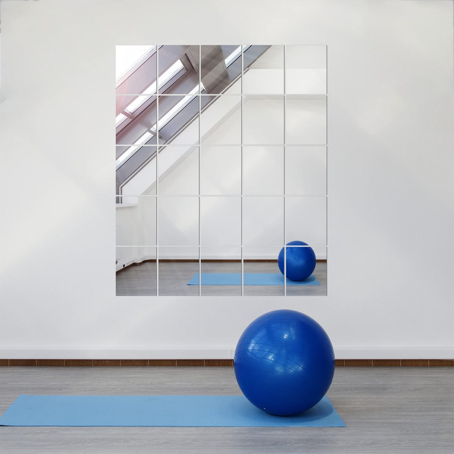 Delma Glass Full Length Wall Mirror Tiles, 14'' x 12'' x 4PCS, Frameless Full Body Mirror Tiles for Bedroom, Full Length Mirror Wall Mounted for Home Gym, Door (Glass - 14'' x 12'' x 0.1'' - 4PCS)