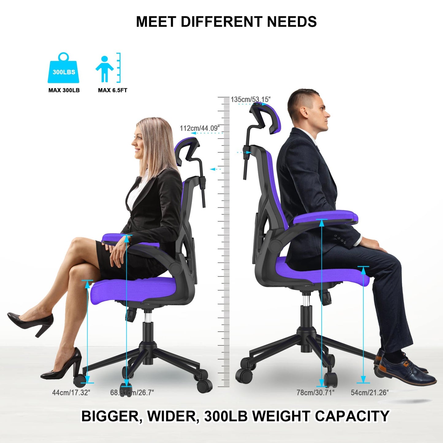 𝑯𝑶𝑴𝑬 𝑶𝑭𝑭𝑰𝑪𝑬 𝑪𝑯𝑨𝑰𝑹, Ergonomic Mesh Desk Chair, High Back Computer Chair- Adjustable Headrest with Flip-Up Arms, Lumbar Support, Swivel Executive Task Chair (Modern, White)