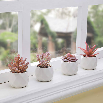 Artificial Succulent Plants Set of 6，Artificial Potted Plants Fake，Realistic Greenery Mini Faux Plant for Home, Office, Party Favor, Wedding Decor