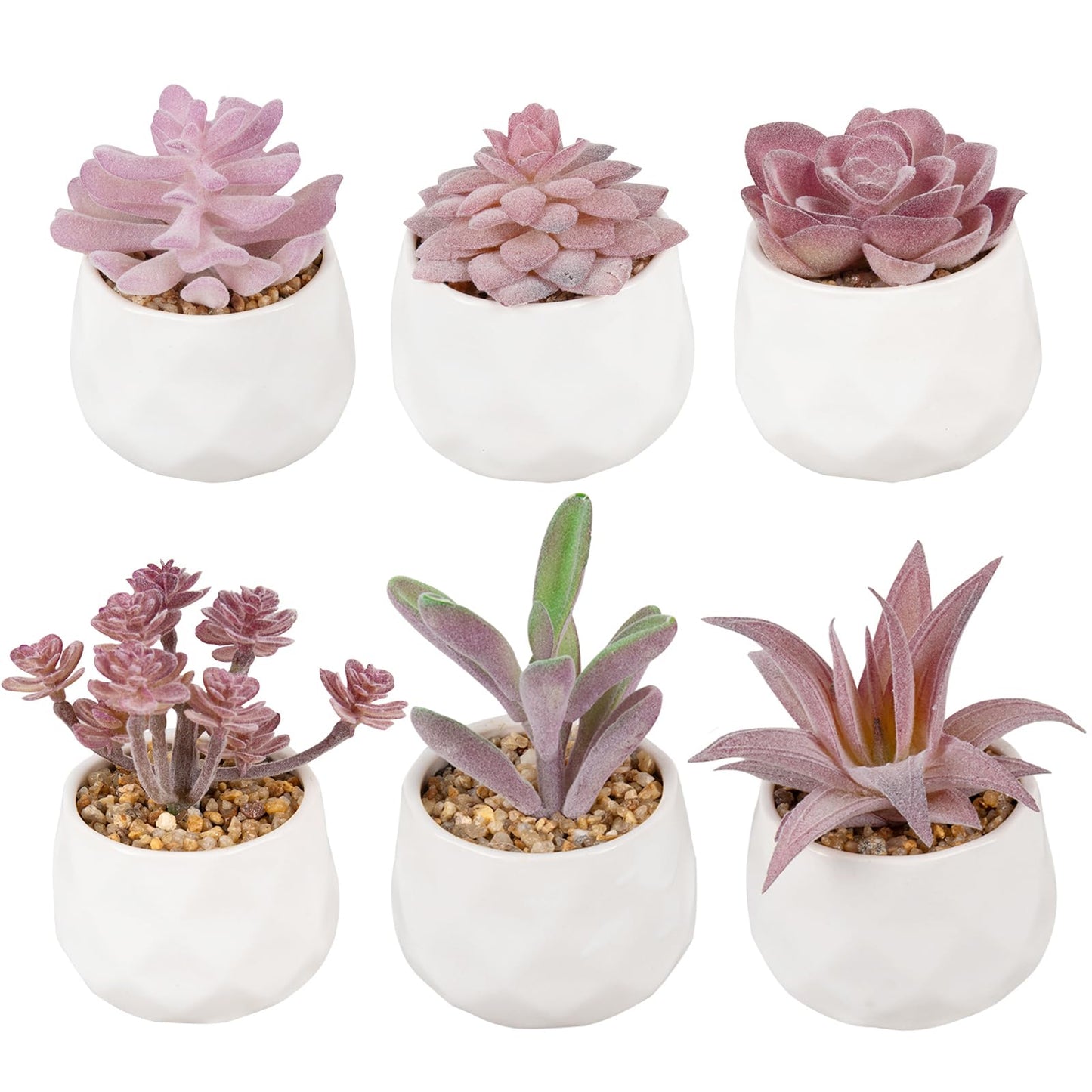 Artificial Succulent Plants Set of 6，Artificial Potted Plants Fake，Realistic Greenery Mini Faux Plant for Home, Office, Party Favor, Wedding Decor