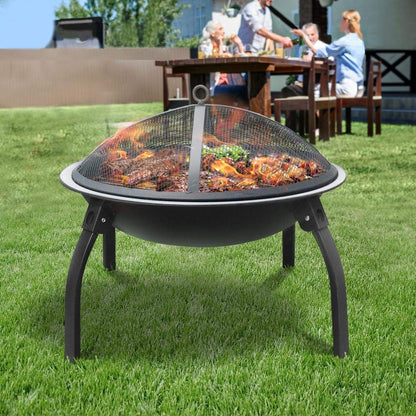 Grillz 26" Outdoor Metal Fire pit Backyard Patio Garden Square Stove Fire Pit With Poker