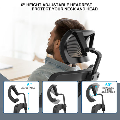 𝑯𝑶𝑴𝑬 𝑶𝑭𝑭𝑰𝑪𝑬 𝑪𝑯𝑨𝑰𝑹, Ergonomic Mesh Desk Chair, High Back Computer Chair- Adjustable Headrest with Flip-Up Arms, Lumbar Support, Swivel Executive Task Chair (Modern, White)