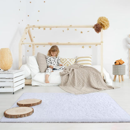 Rugs for Living Room Fluffy Area Rug Shaggy for Bedroom Soft Modern Luxury Fur Carpet for Kids Room Nursery Indoor Plush Furry Rug Comfy Home Decor Floor Mat (White, 80 * 150cm)