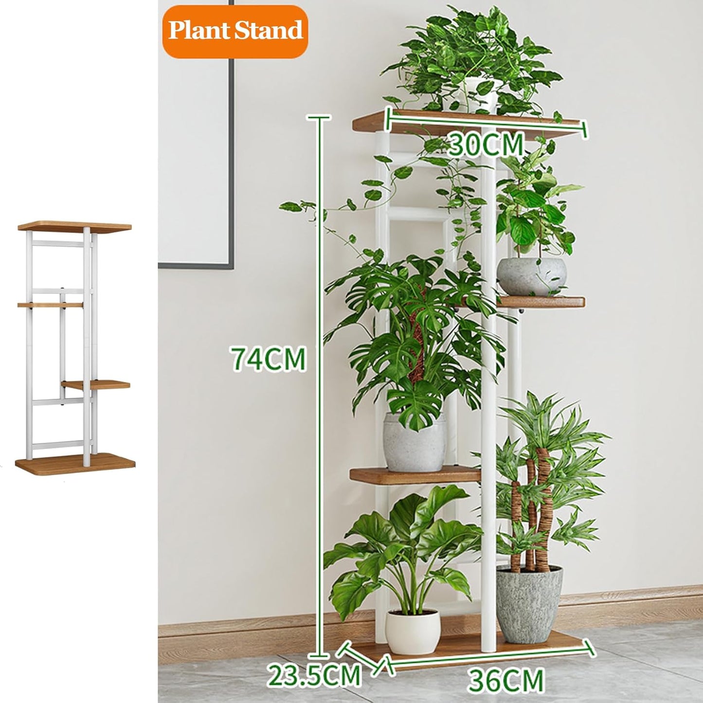 4 Tier 5 Potted Indoor Plant Stand, Flower Plants Shelf Multiple Stands for Outdoor Garden Living Room Balcony Corner, 36*23*74Cm