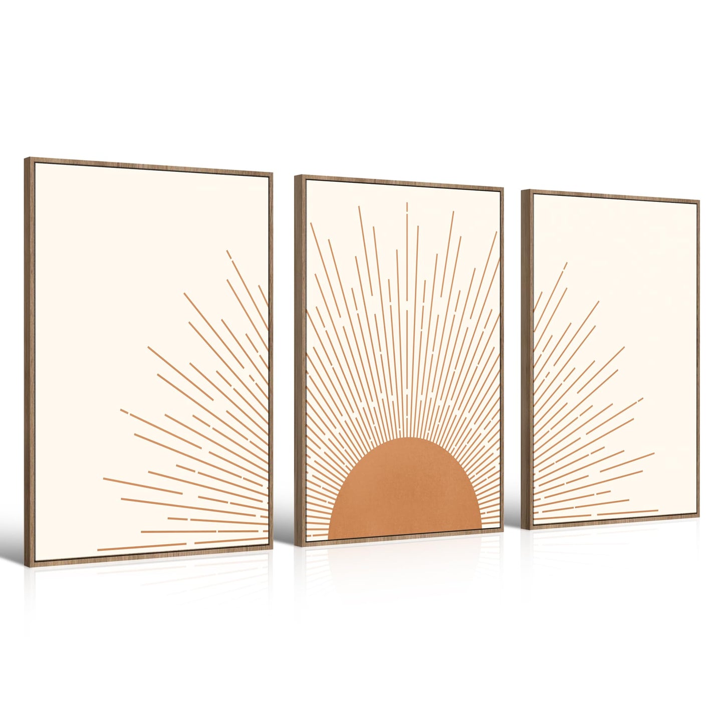 Gisipameis Boho Wall Art Set of 3 Mid Century Modern Wall Decor Framed Canvas Print 12"x16" Minimalist Wall Art Geometric Abstract Modern Neutral Boho Wall Art Decor for Living Room Bathroom