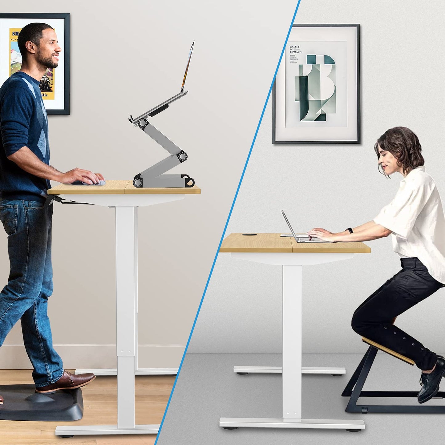 ADVWIN Ergonomic Standing Desk 28"-45" Height Adjustable Electric Sit Stand Desks with Smart Memory Lifting Sturdy Tabletop Motor Computer Workstation for Home, Office, Gaming (Walnut Top Black Legs)