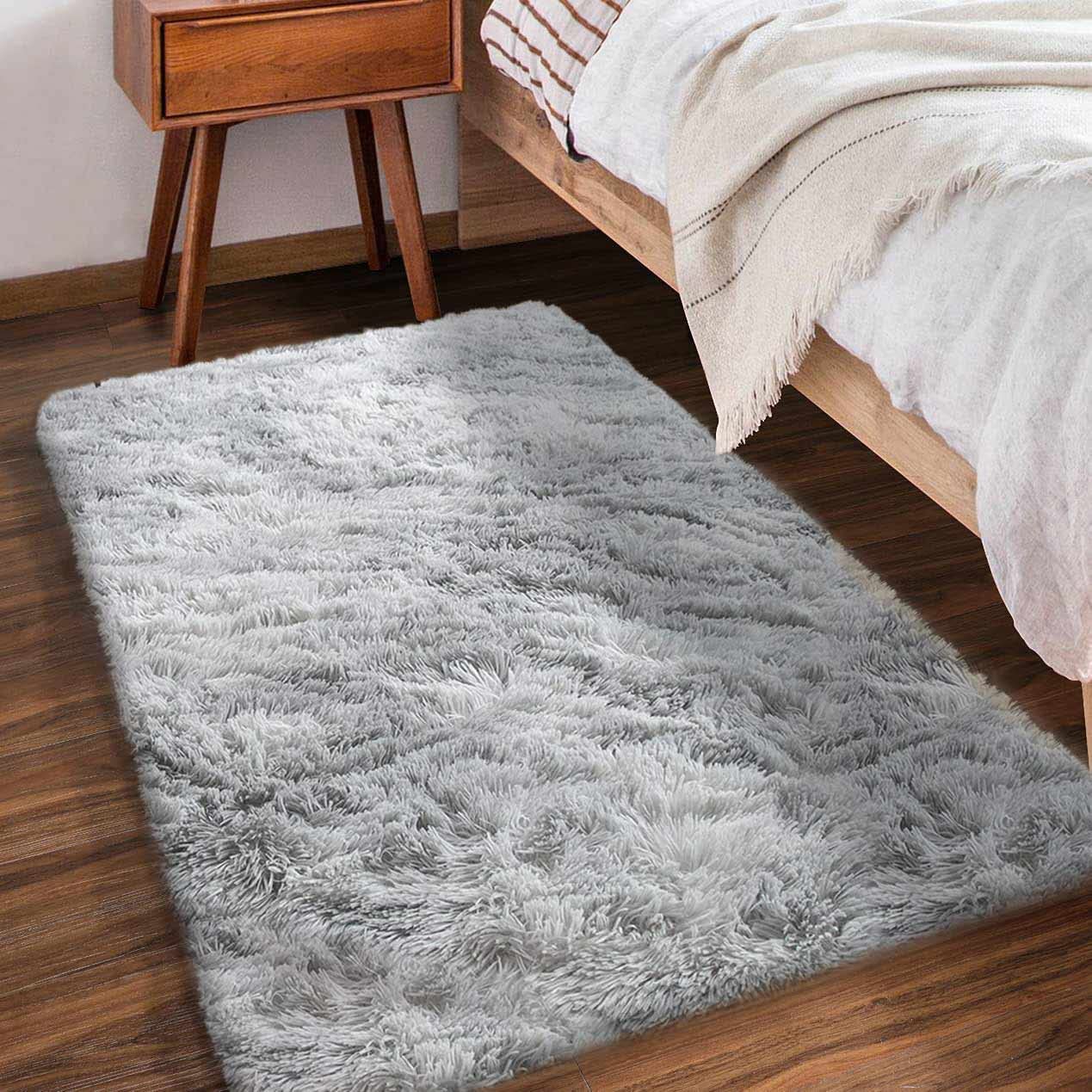 Rugs for Living Room Fluffy Area Rug Shaggy for Bedroom Soft Modern Luxury Fur Carpet for Kids Room Nursery Indoor Plush Furry Rug Comfy Home Decor Floor Mat (White, 80 * 150cm)