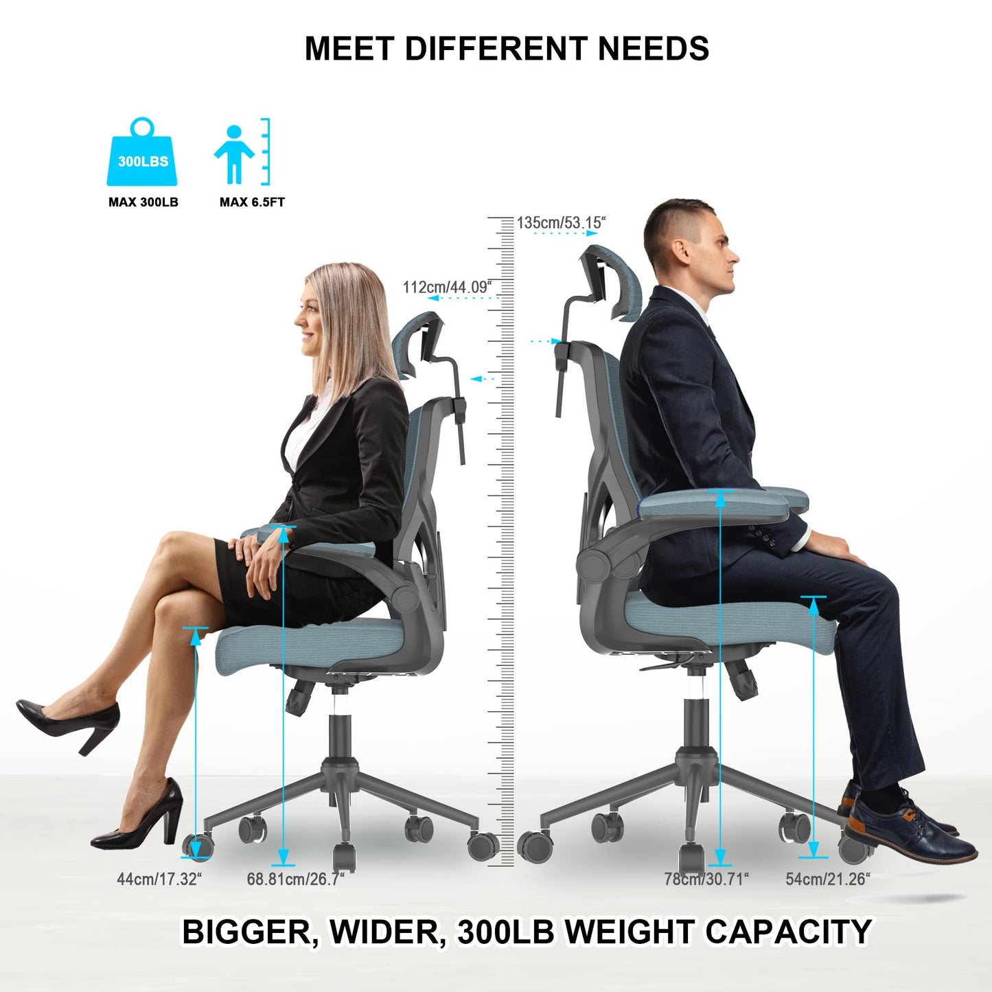 𝑯𝑶𝑴𝑬 𝑶𝑭𝑭𝑰𝑪𝑬 𝑪𝑯𝑨𝑰𝑹, Ergonomic Mesh Desk Chair, High Back Computer Chair- Adjustable Headrest with Flip-Up Arms, Lumbar Support, Swivel Executive Task Chair (Modern, White)