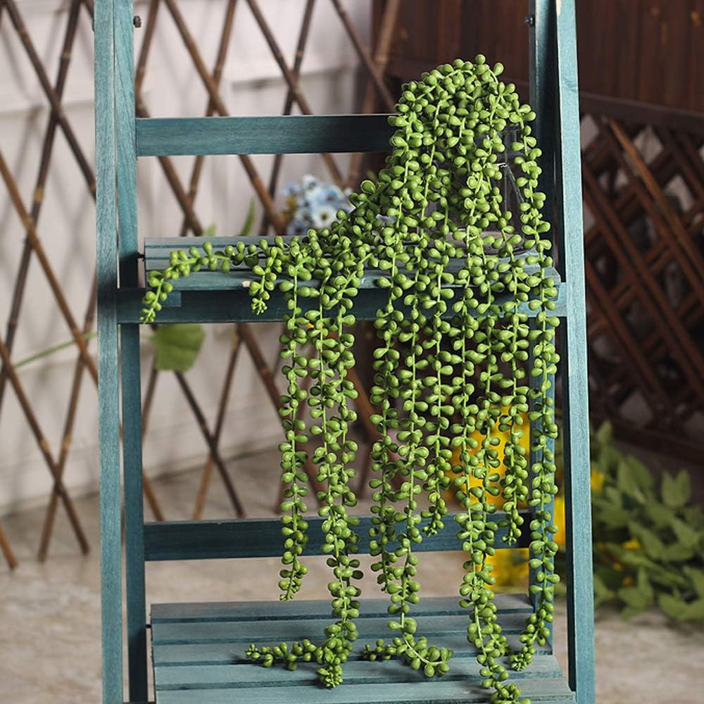 CEWOR 4pcs Artificial Succulents Hanging Plants Fake String of Pearls (40cm Each Length)