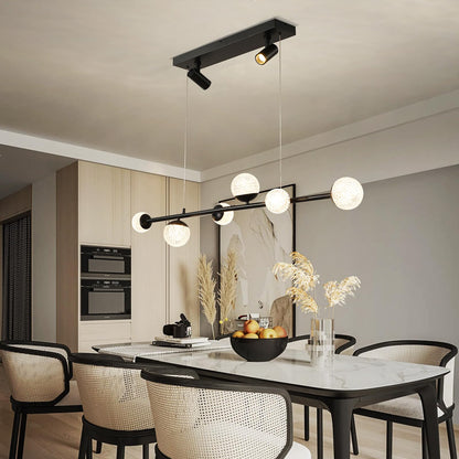 GEADI Modern Chandelier Ceiling Light, Dimmable LED Ceiling Pendant Lighting, 3-Light Indoor Dining Light Fixture for Kitchen Island Dining Room Living Room (62W, Black)