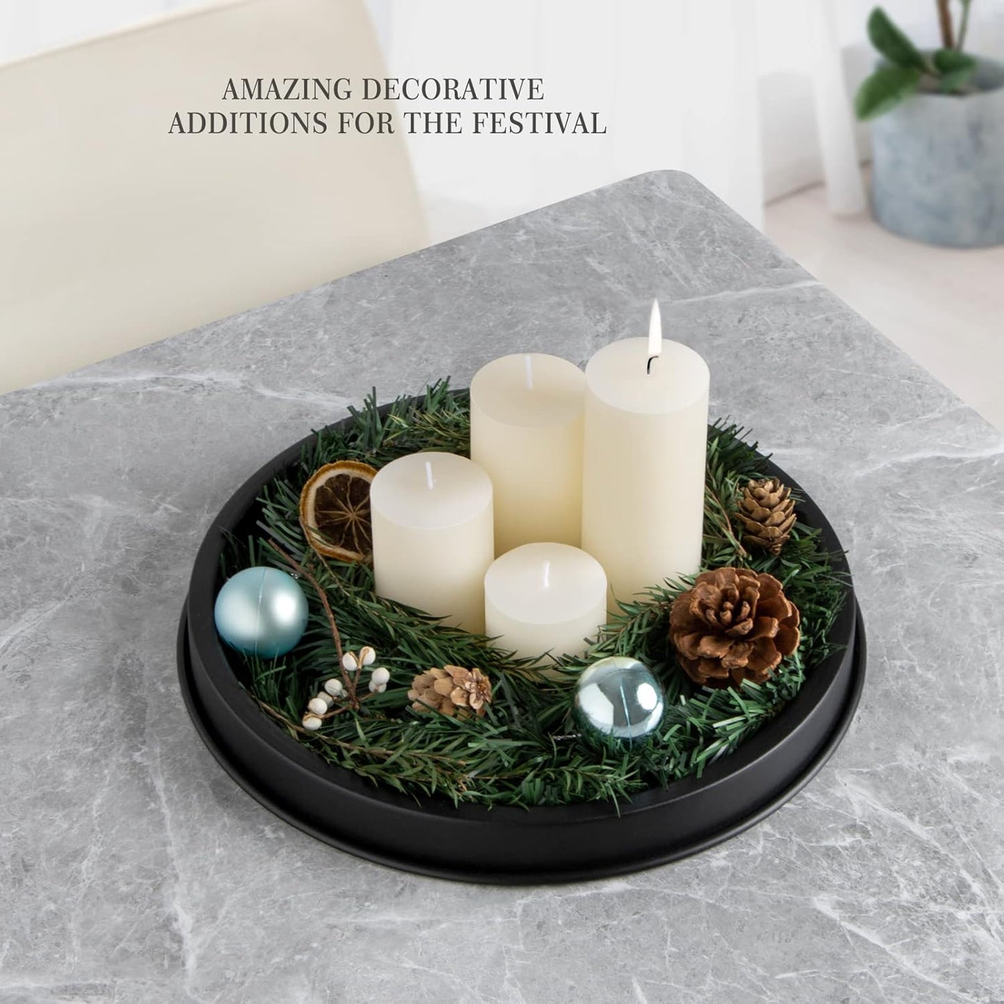 ANBOXIT Decorative Tray, Black Round Trays for Decor, Coffee Table Tray, Candle, Perfume, Bathroom Tray, Vanity Tray, 30 cm