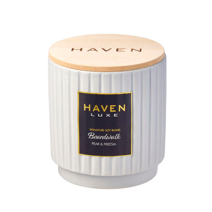 Haven Apple & Peony Scented Candle in Glass Jar - Clean-Burning Soy Wax Blend with Natural Cotton Wick - Long-Lasting Aromatherapy Candle for Home Decor & Fragrance