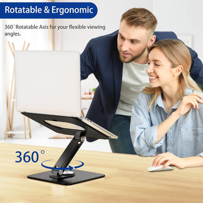 BESIGN LSX7 Laptop Stand with 360° Rotating Base, Ergonomic Adjustable Notebook Stand, Riser Holder Computer Stand Compatible with Air, Pro, Dell, HP, Lenovo More 10-15.6" Laptops (Black)