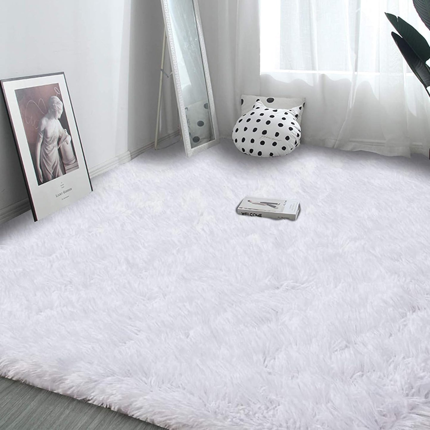 Rugs for Living Room Fluffy Area Rug Shaggy for Bedroom Soft Modern Luxury Fur Carpet for Kids Room Nursery Indoor Plush Furry Rug Comfy Home Decor Floor Mat (White, 80 * 150cm)