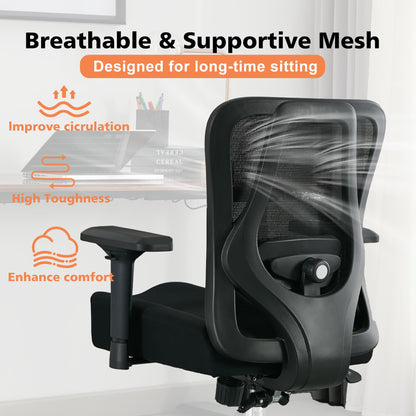 Big and Tall Office Chair 450lbs Ergonomic Mesh Office Desk Chair with 4d Armrests Adjustable Lumbar Support Rocking Executive Computer Chair for Heavy People Upgraded Caster Wheels with Headrest