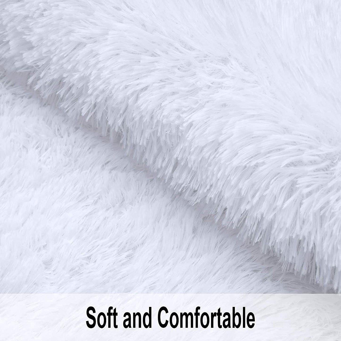 Rugs for Living Room Fluffy Area Rug Shaggy for Bedroom Soft Modern Luxury Fur Carpet for Kids Room Nursery Indoor Plush Furry Rug Comfy Home Decor Floor Mat (White, 80 * 150cm)