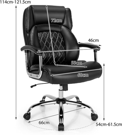 Giantex Big & Tall Office Chair 230KG, Height Adjustable Executive Chair, Swivel Task Chair with Upgraded Padded Armrest, Computer Desk Chair with Metal Base, Rocking Backrest, Extra Wide Seat, Black