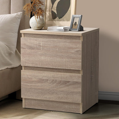 Oikiture Bed Side Table with 2 Drawers White Bedside Table Side End Table