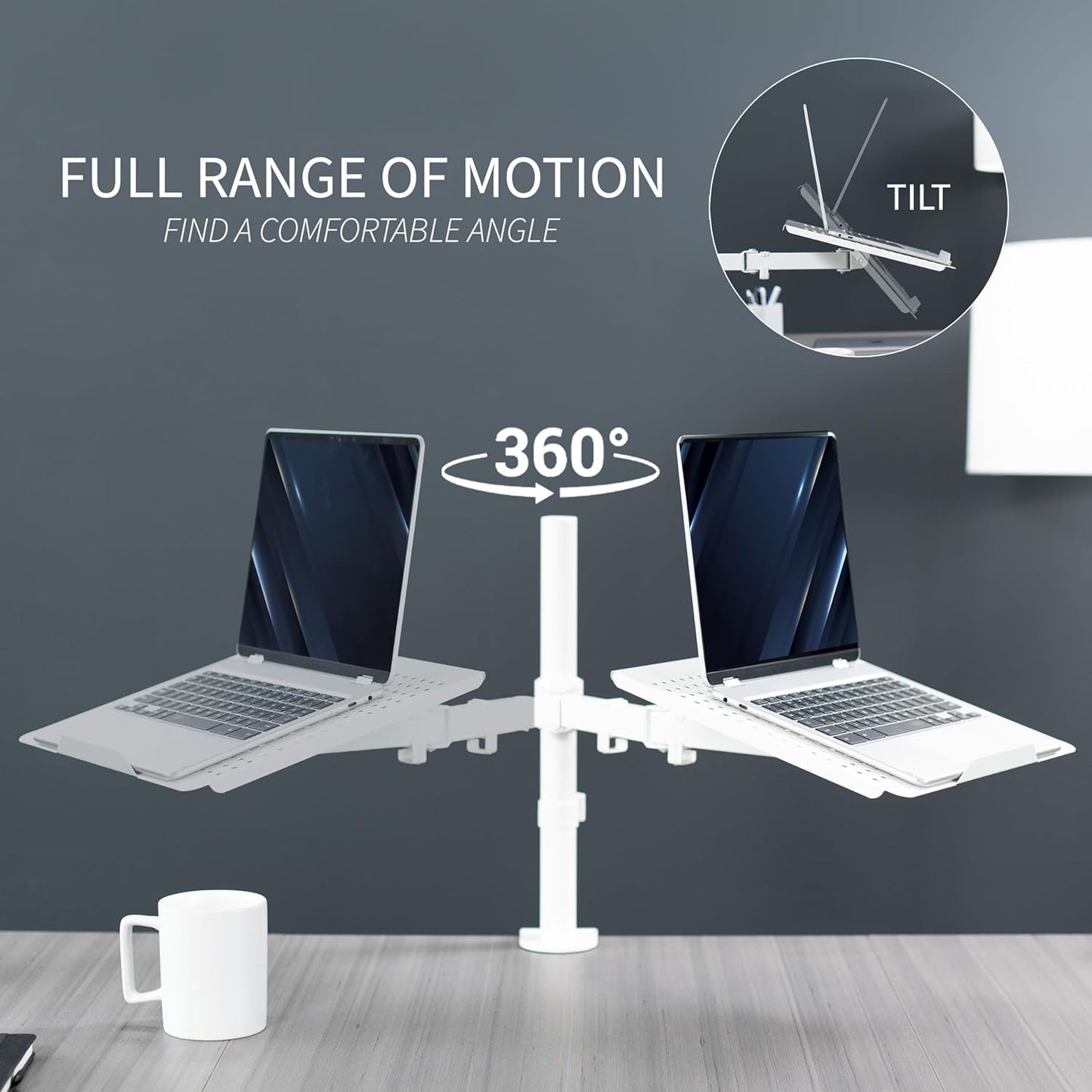 VIVO Single Laptop Notebook Desk Mount Stand, Fully Adjustable Extension with C-clamp, Fits up to 17 inch Laptops, Black, STAND-V001L