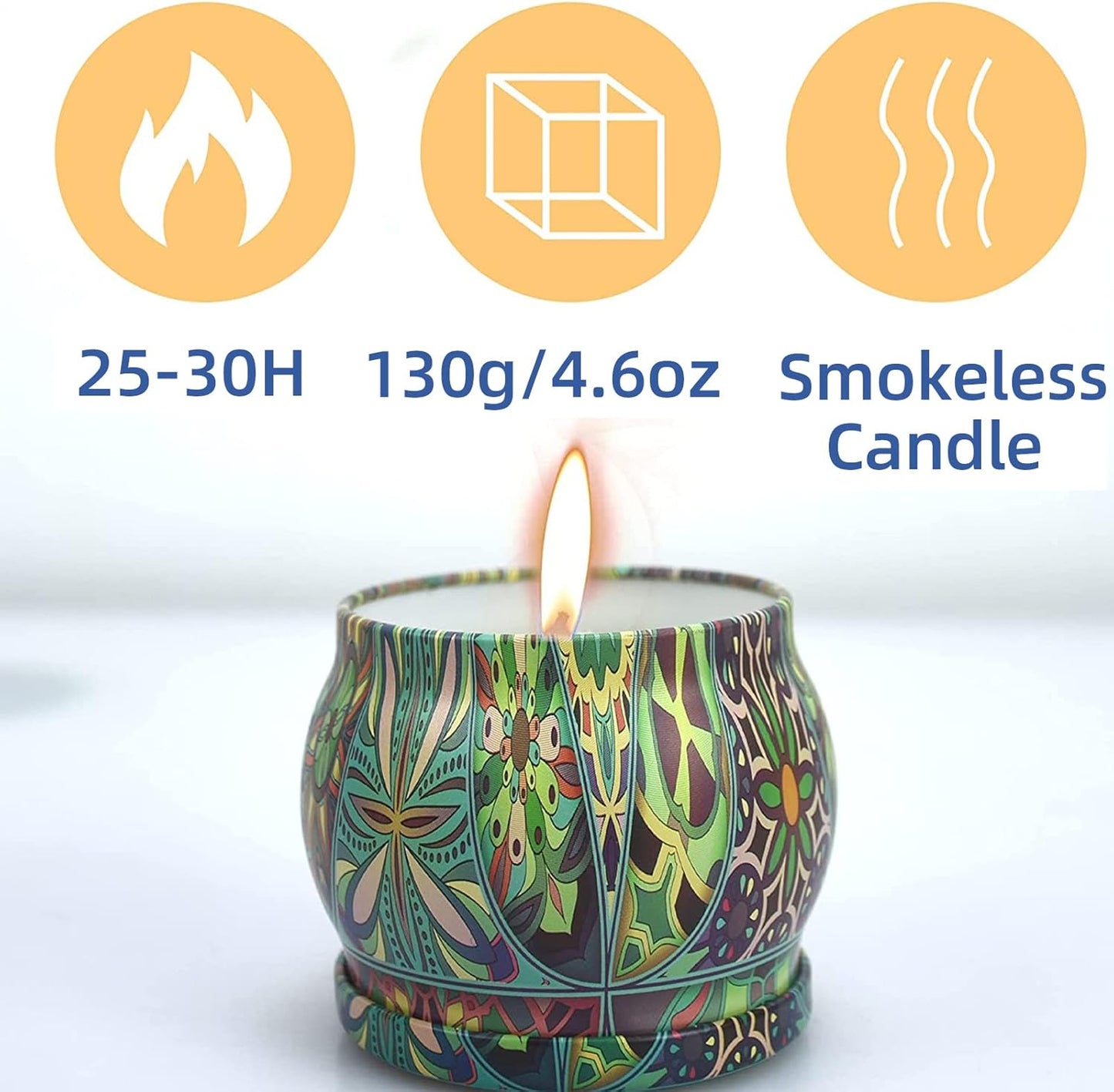 4 Pack Scented Candles Gift Set 130g 100% Pure Natural Soy Wax Portable for Aromatherapy Travel Tin DIY Candles Home Meditation Mother's Day for Women & Mom Gifts (Lemon/Rosemary/Vanilla/Lavender)