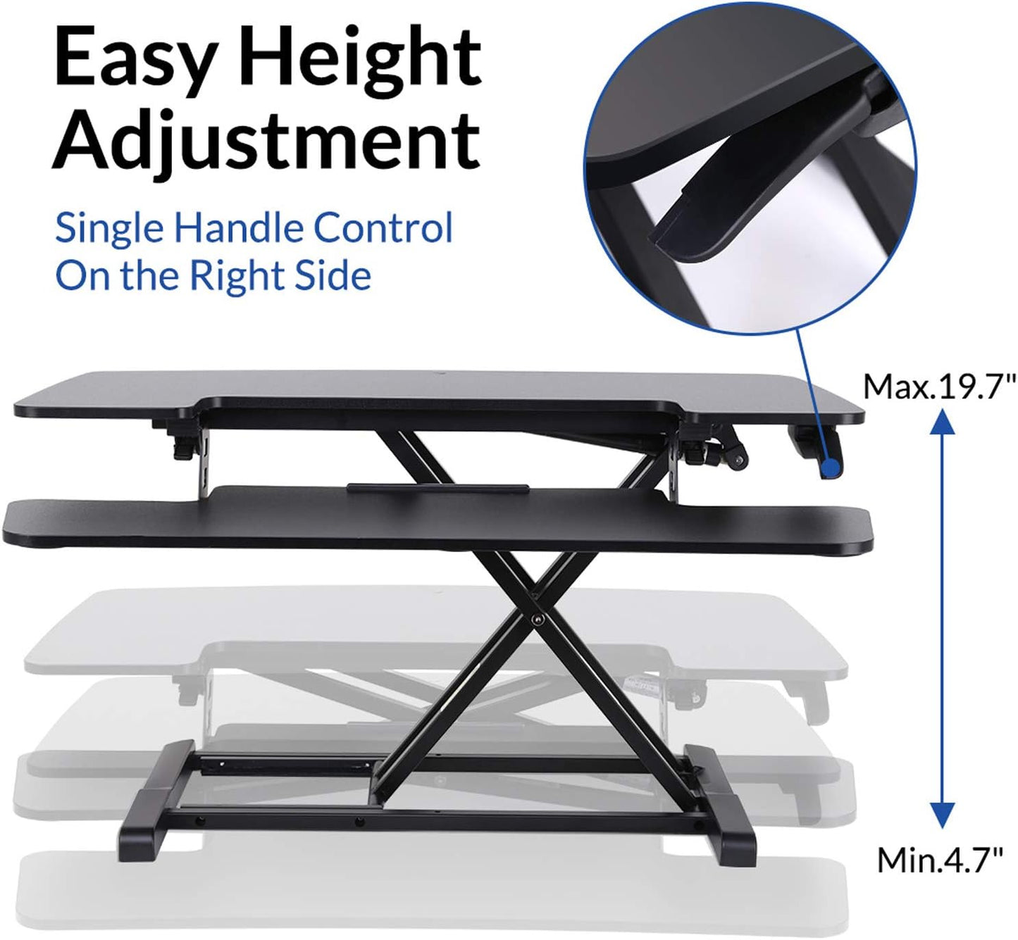 FLEXISPOT Standing Desk Converter - 89CM Height Adjustable Standing Desk Riser, Black Home Sit Stand Workstation Office Desk for Dual Monitors and Laptop（M7MB）