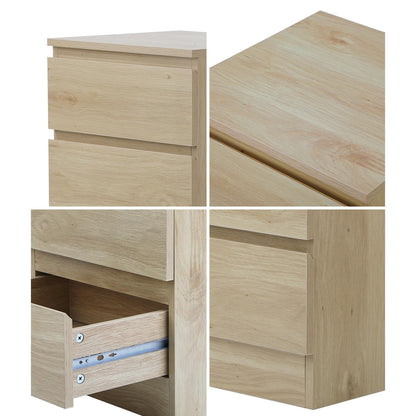 Oikiture Bed Side Table with 2 Drawers White Bedside Table Side End Table