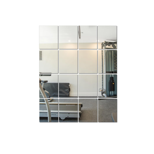 Delma Glass Full Length Wall Mirror Tiles, 14'' x 12'' x 4PCS, Frameless Full Body Mirror Tiles for Bedroom, Full Length Mirror Wall Mounted for Home Gym, Door (Glass - 14'' x 12'' x 0.1'' - 4PCS)