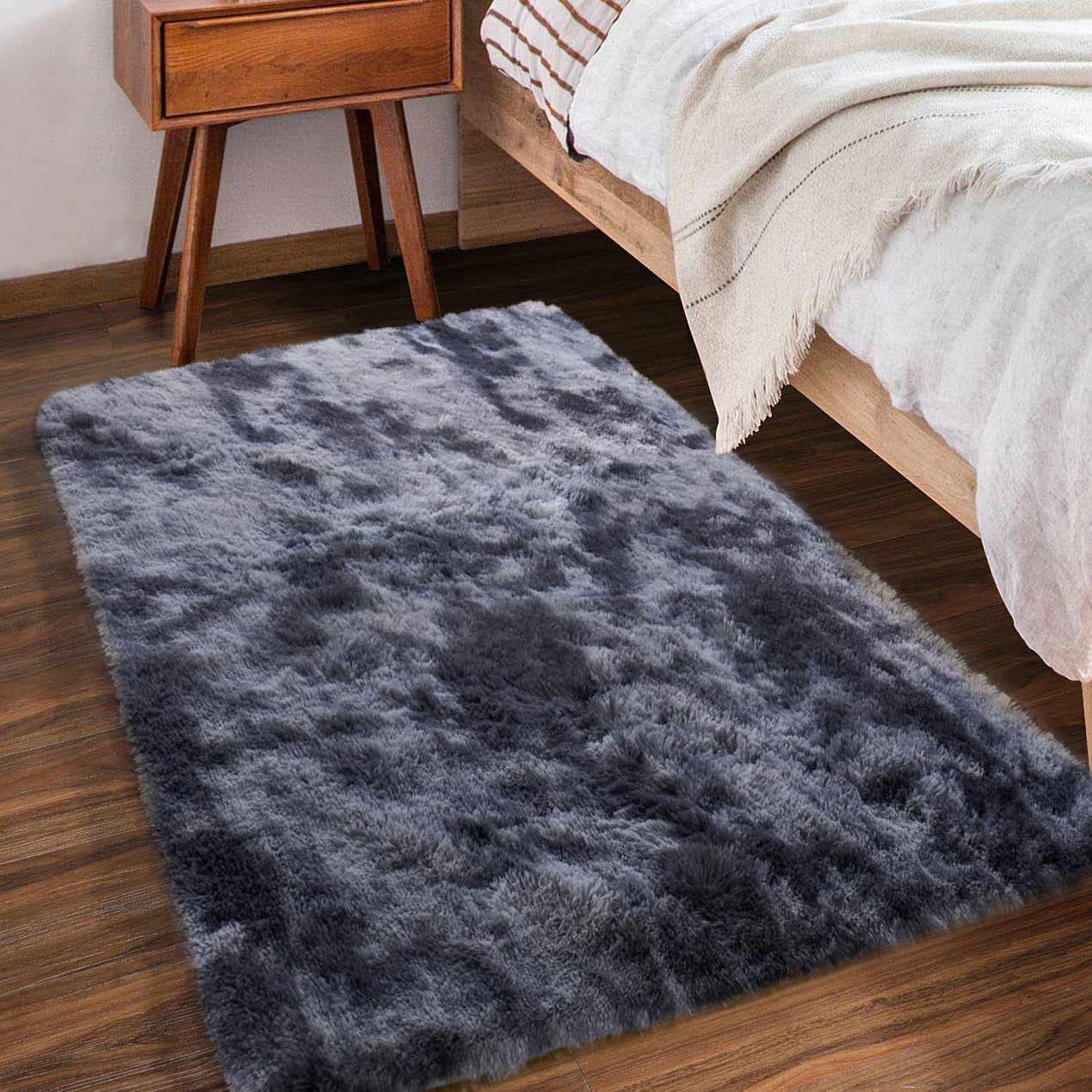 Rugs for Living Room Fluffy Area Rug Shaggy for Bedroom Soft Modern Luxury Fur Carpet for Kids Room Nursery Indoor Plush Furry Rug Comfy Home Decor Floor Mat (White, 80 * 150cm)