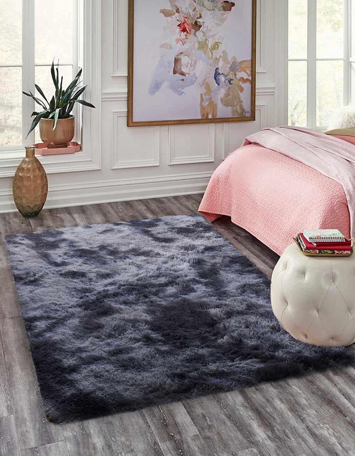 Rugs for Living Room Fluffy Area Rug Shaggy for Bedroom Soft Modern Luxury Fur Carpet for Kids Room Nursery Indoor Plush Furry Rug Comfy Home Decor Floor Mat (White, 80 * 150cm)