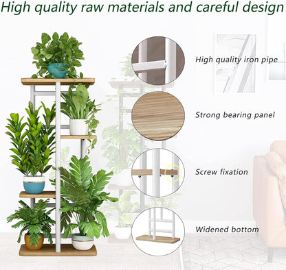 4 Tier 5 Potted Indoor Plant Stand, Flower Plants Shelf Multiple Stands for Outdoor Garden Living Room Balcony Corner, 36*23*74Cm