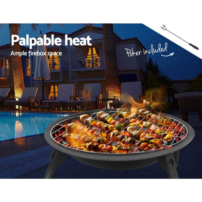 Grillz 26" Outdoor Metal Fire pit Backyard Patio Garden Square Stove Fire Pit With Poker