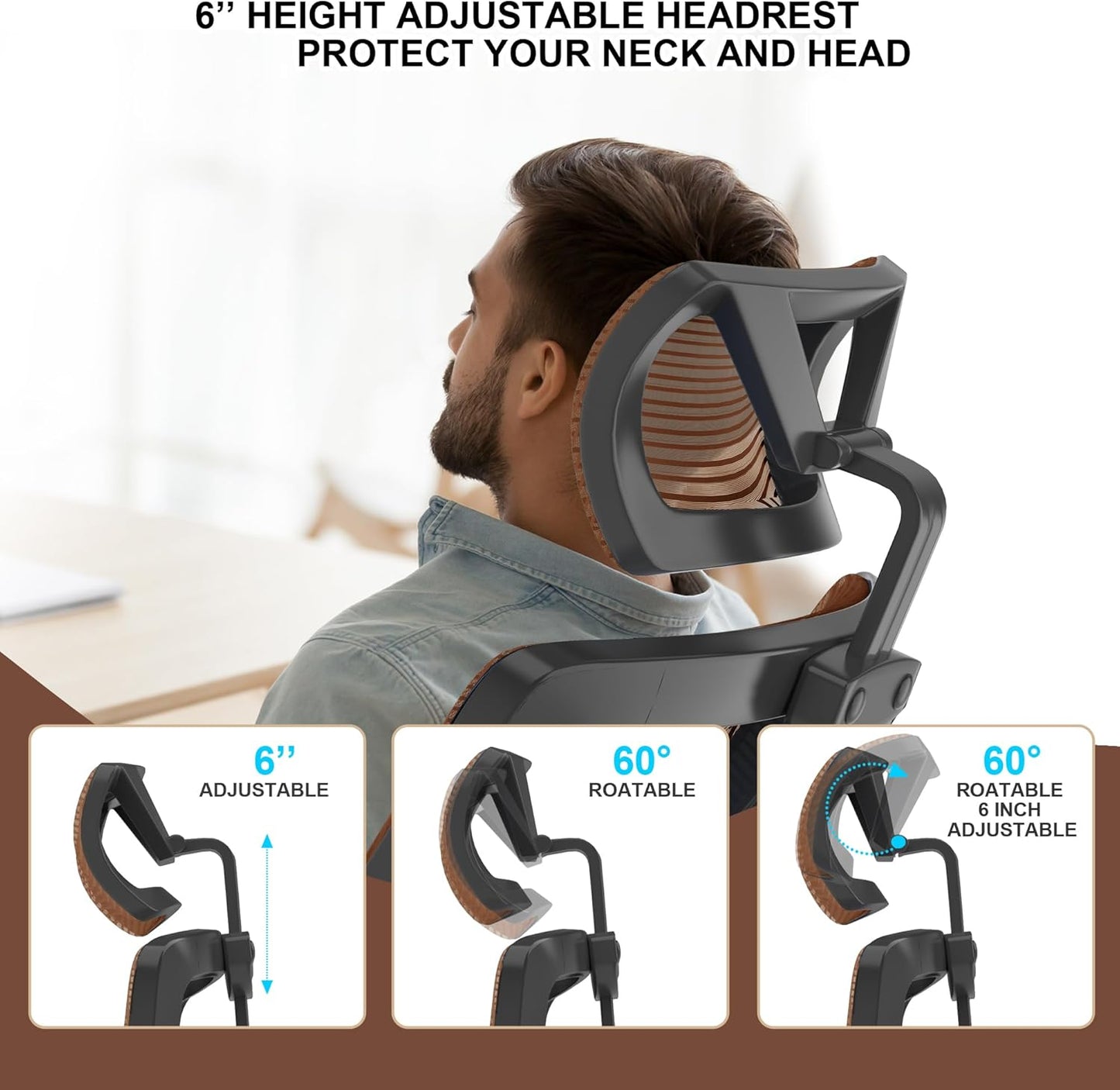 𝑯𝑶𝑴𝑬 𝑶𝑭𝑭𝑰𝑪𝑬 𝑪𝑯𝑨𝑰𝑹, Ergonomic Mesh Desk Chair, High Back Computer Chair- Adjustable Headrest with Flip-Up Arms, Lumbar Support, Swivel Executive Task Chair (Modern, White)