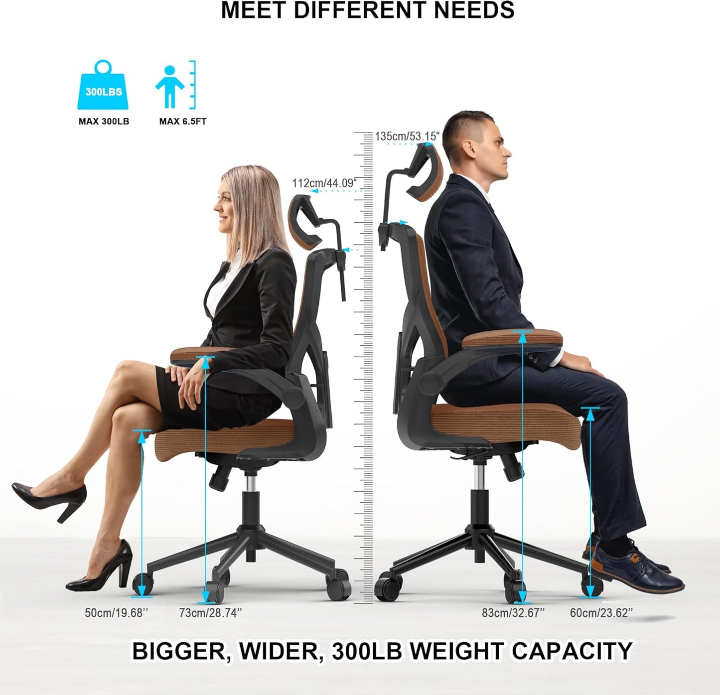 𝑯𝑶𝑴𝑬 𝑶𝑭𝑭𝑰𝑪𝑬 𝑪𝑯𝑨𝑰𝑹, Ergonomic Mesh Desk Chair, High Back Computer Chair- Adjustable Headrest with Flip-Up Arms, Lumbar Support, Swivel Executive Task Chair (Modern, White)