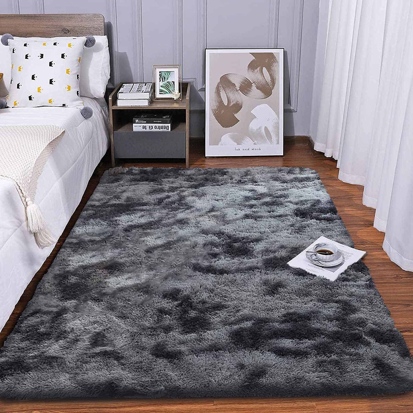 Rugs for Living Room Fluffy Area Rug Shaggy for Bedroom Soft Modern Luxury Fur Carpet for Kids Room Nursery Indoor Plush Furry Rug Comfy Home Decor Floor Mat (White, 80 * 150cm)