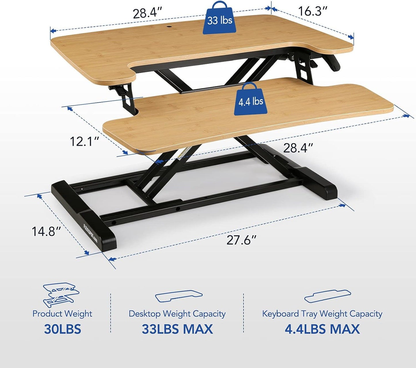 FLEXISPOT Standing Desk Converter - 89CM Height Adjustable Standing Desk Riser, Black Home Sit Stand Workstation Office Desk for Dual Monitors and Laptop（M7MB）