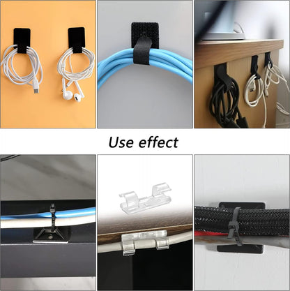 173 Pcs Cable Management Organizer Kit, Include 4 Cable Sleeve Split with 47 Self Adhesive Cable Clips Holder, 10 Cable Ties, 10 Adhesive Wall Cable Tie, 100 Fasten Cable Ties, 2 x Roll Cable Ties