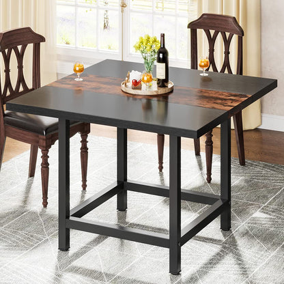 Tribesigns Square Dining Table for 4 People, Farmhouse 39.4"x 39.4"x29.5 “ inches, 2 Person Dinning Table for Dinning Room.